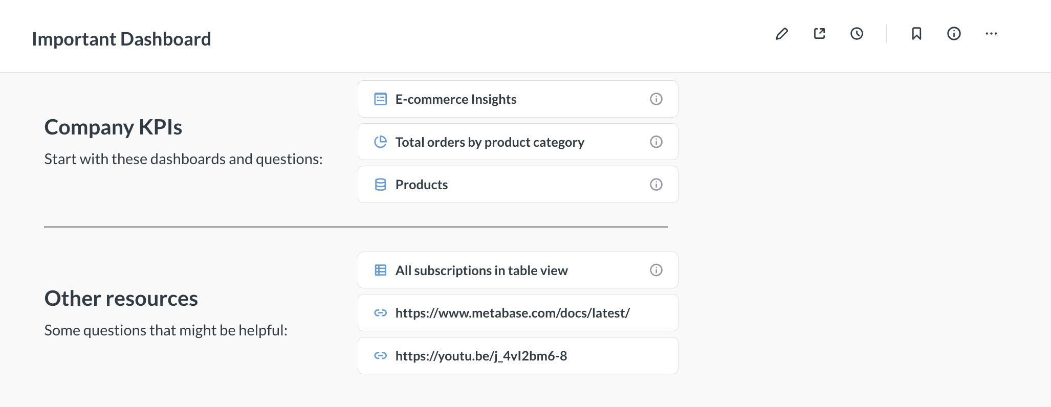 Dashboards with link cards