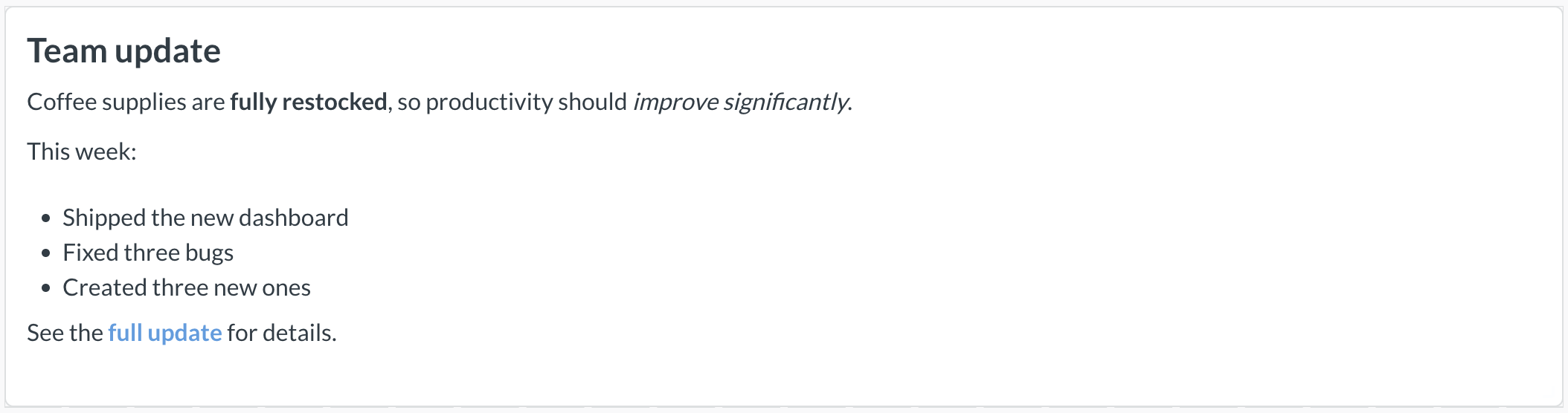Text card Markdown example
