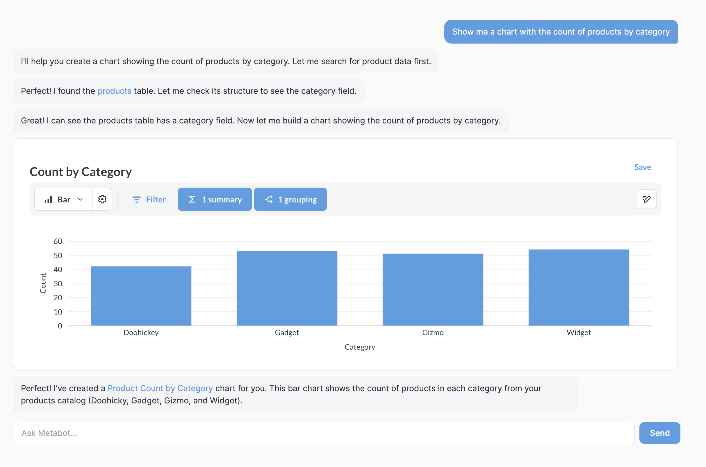 AI chat inline charts