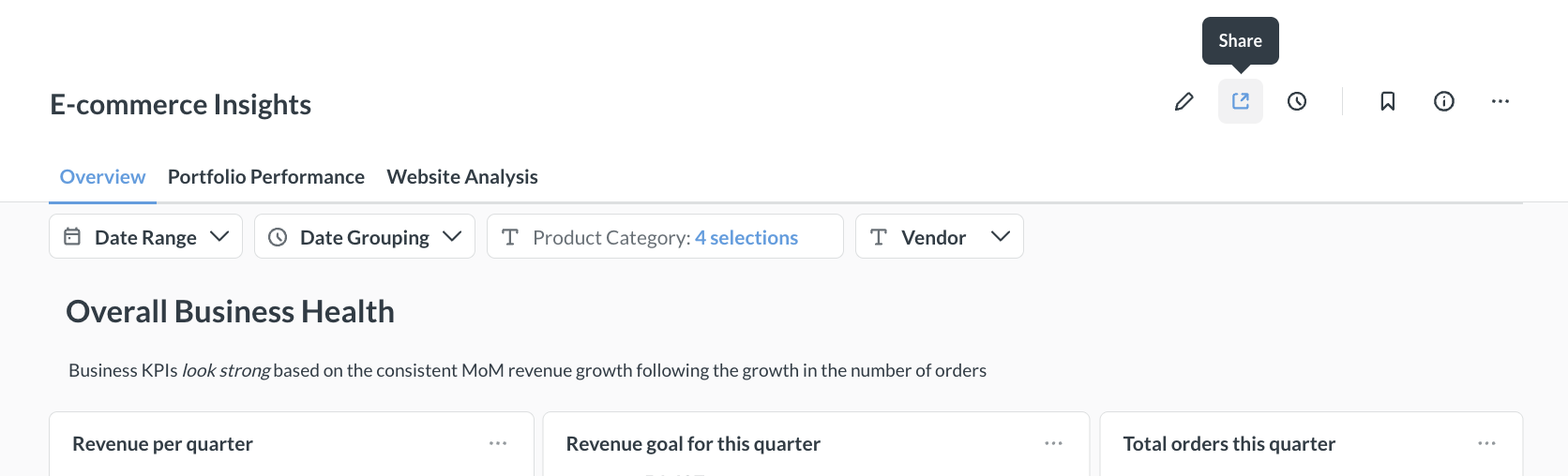 Sharing a dashboard